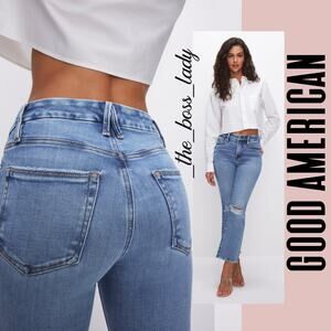 Good American Good Legs Crop Mini Boot Jeans 12 stretchy soft comfortable